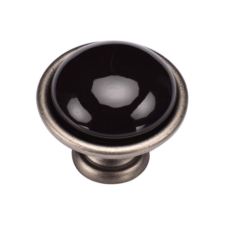 This is an image of a M.Marcus - Dome Cabinet Knob 040mm Distressed Pewter Finish, tk4316-040-dpw that is available to order from T.H Wiggans Ironmongery in Kendal.
