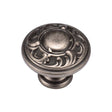 This is an image of a M.Marcus - Decorated Round Knob 035mm Distressed Pewter Finish, tk4401-035-dpw that is available to order from T.H Wiggans Ironmongery in Kendal.