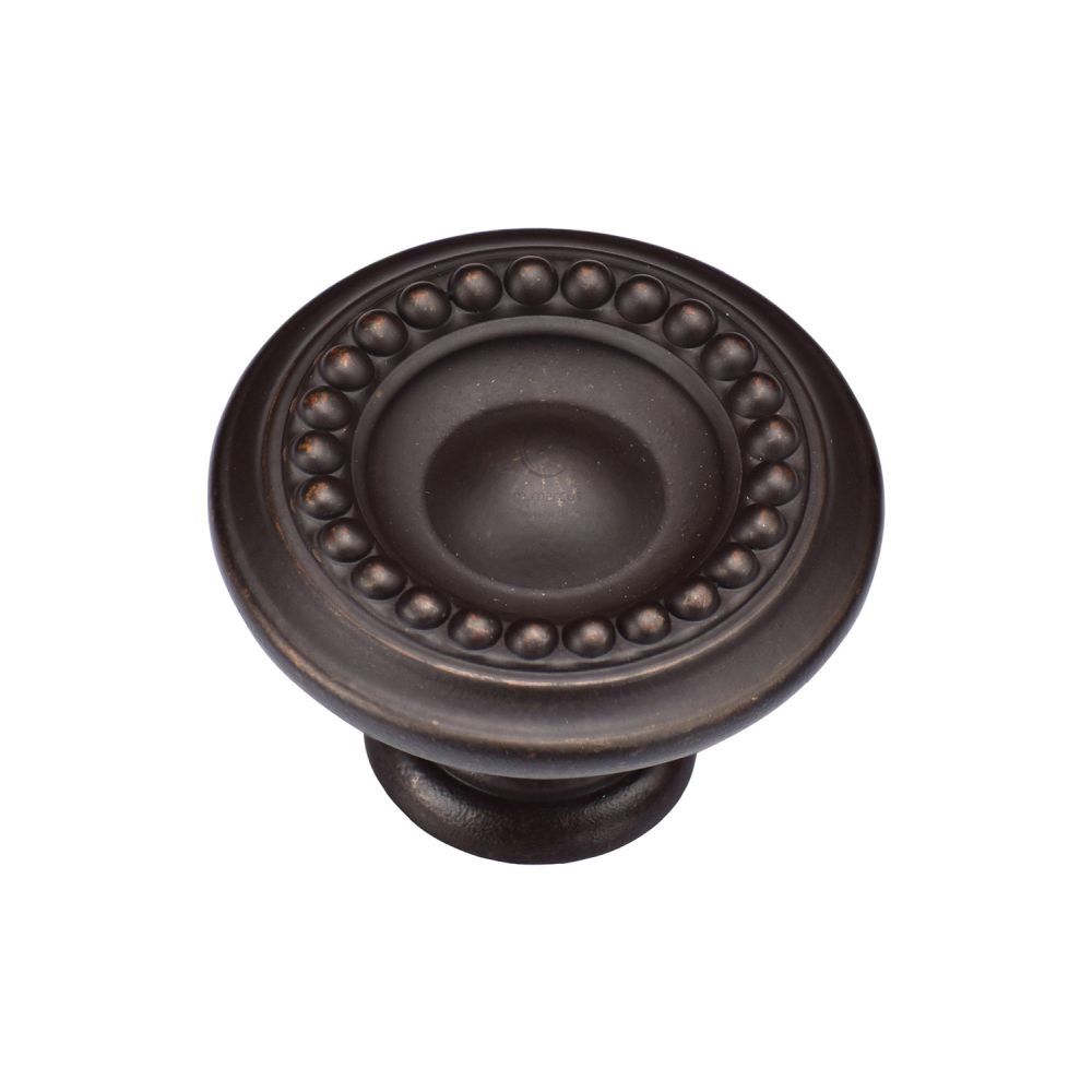 This is an image of a M.Marcus - Beaded Round Knob 035mm Matt Bronze Finish, tk4404-035-lbn that is available to order from T.H Wiggans Ironmongery in Kendal.