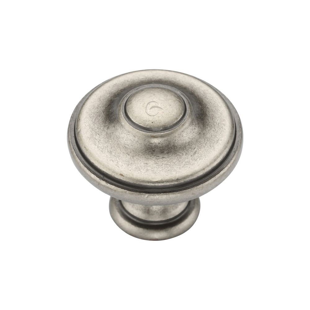 This is an image of a M.Marcus - Domed Round Knob 030mm Distressed Pewter Finish, tk4408-030-dpw that is available to order from T.H Wiggans Ironmongery in Kendal.