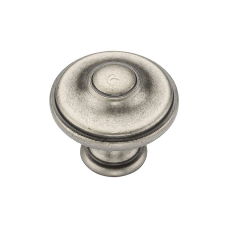 This is an image of a M.Marcus - Domed Round Knob 030mm Distressed Pewter Finish, tk4408-030-dpw that is available to order from T.H Wiggans Ironmongery in Kendal.