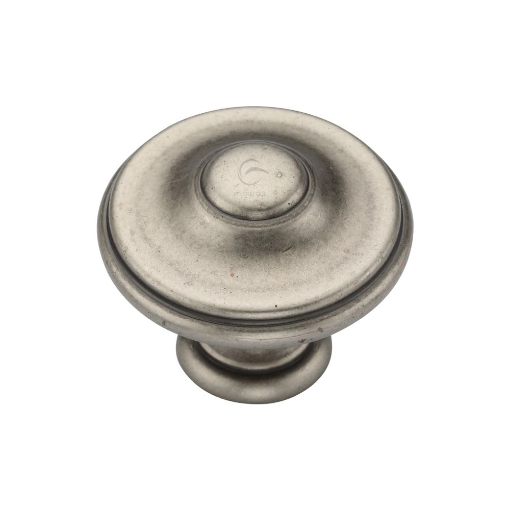 This is an image of a M.Marcus - Domed Round Knob 035mm Distressed Pewter Finish, tk4408-035-dpw that is available to order from T.H Wiggans Ironmongery in Kendal.