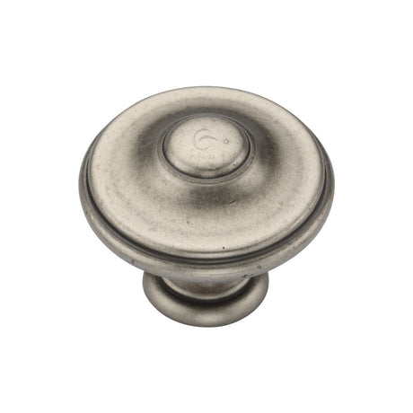 This is an image of a M.Marcus - Domed Round Knob 035mm Distressed Pewter Finish, tk4408-035-dpw that is available to order from T.H Wiggans Ironmongery in Kendal.