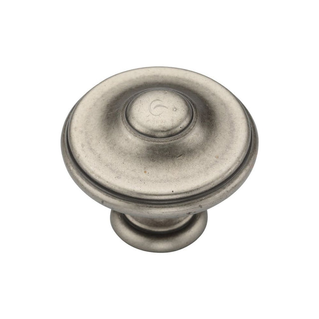 This is an image of a M.Marcus - Domed Round Knob 035mm Distressed Pewter Finish, tk4408-035-dpw that is available to order from T.H Wiggans Ironmongery in Kendal.