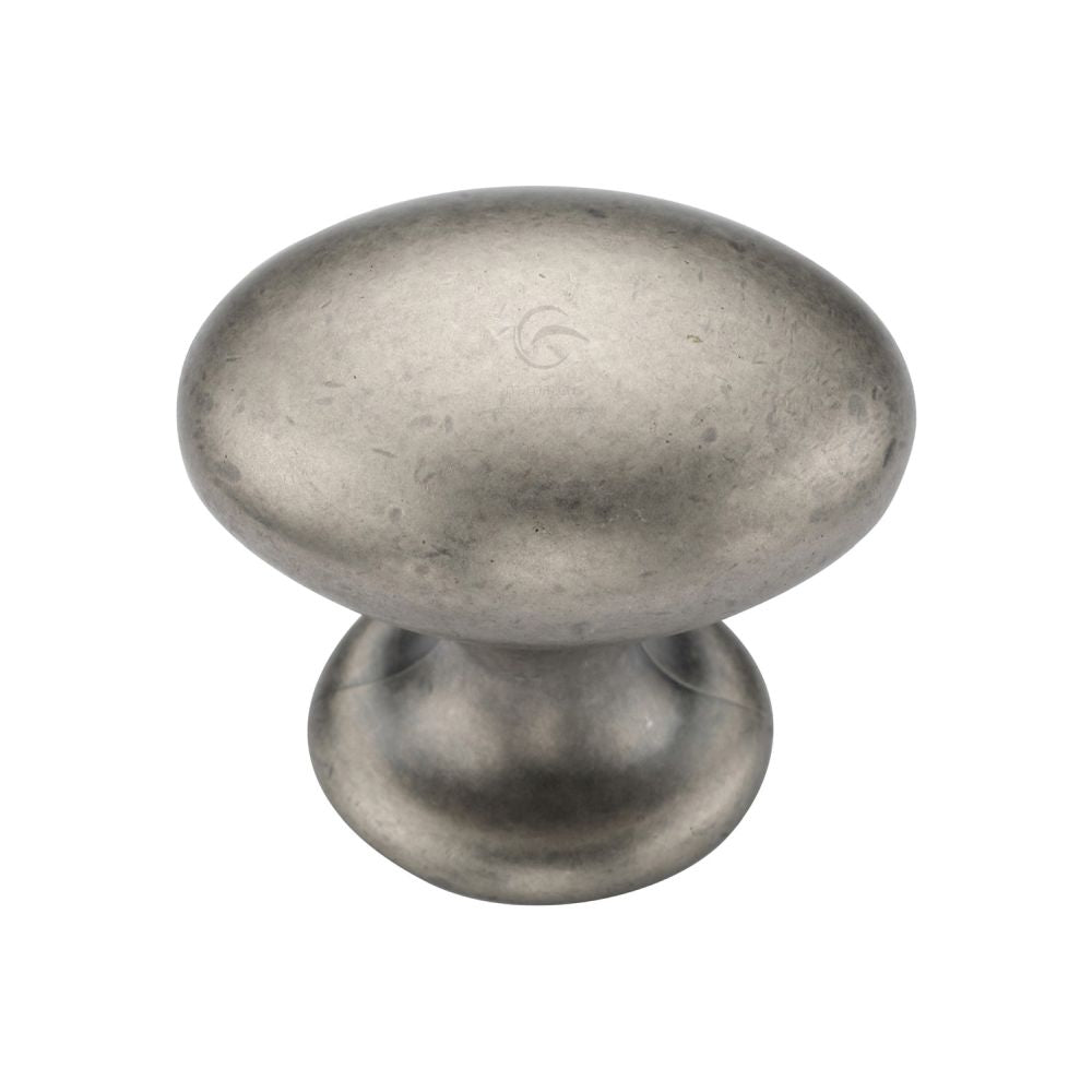This is an image of a M.Marcus - Egg Knob 040mm Distressed Pewter Finish, tk4462-040-dpw that is available to order from T.H Wiggans Ironmongery in Kendal.