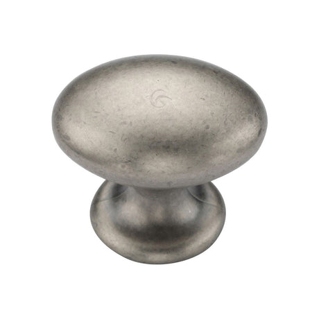 This is an image of a M.Marcus - Egg Knob 040mm Distressed Pewter Finish, tk4462-040-dpw that is available to order from T.H Wiggans Ironmongery in Kendal.