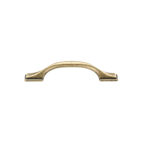 This is an image of a M.Marcus - Luca Cabinet Pull 96mm Distressed Brass Finish, tk5090-096-dbs that is available to order from T.H Wiggans Ironmongery in Kendal.