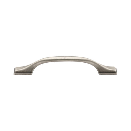 This is an image of a M.Marcus - Luca Cabinet Pull 128mm Distressed Pewter Finish, tk5090-128-dpw that is available to order from T.H Wiggans Ironmongery in Kendal.