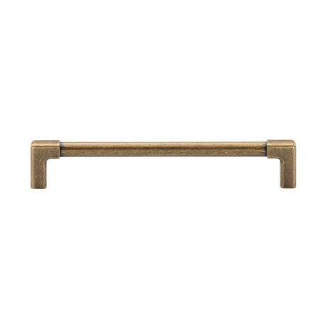 This is an image of a M.Marcus - Mission Cabinet Pull 160mm Distressed Brass Finish, tk5190-160-dbs that is available to order from T.H Wiggans Ironmongery in Kendal.