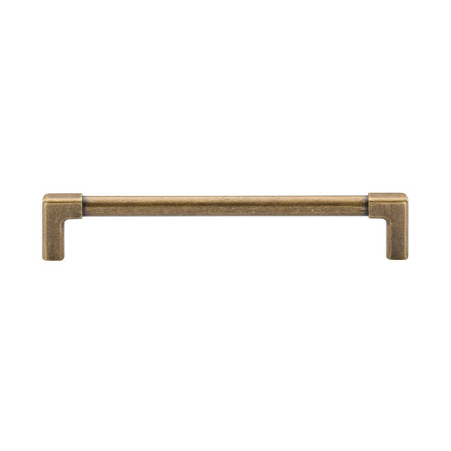 This is an image of a M.Marcus - Mission Cabinet Pull 160mm Distressed Brass Finish, tk5190-160-dbs that is available to order from T.H Wiggans Ironmongery in Kendal.