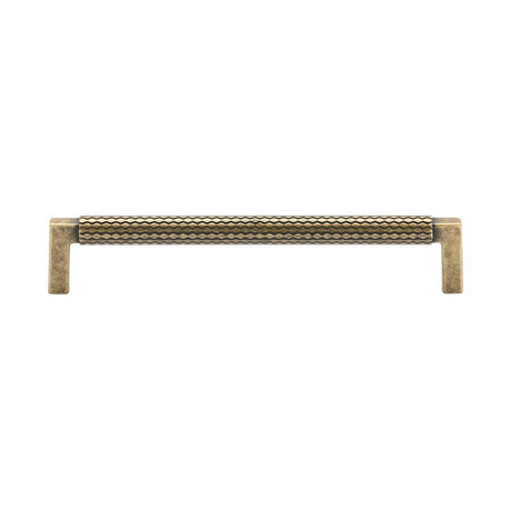 This is an image of a M.Marcus - Paxton Cabinet Pull 160mm Distressed Brass Finish, tk5191-160-dbs that is available to order from T.H Wiggans Ironmongery in Kendal.