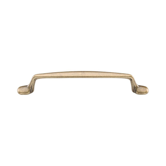 This is an image of a M.Marcus - Classic Cabinet Pull 128mm Distressed Brass Finish, tk5341-128-dbs that is available to order from T.H Wiggans Ironmongery in Kendal.