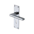 This is an image of a Heritage Brass - Door Handle Lever Lock Trident Design Polished Chrome Finish, tri1300-pc that is available to order from T.H Wiggans Ironmongery in Kendal.
