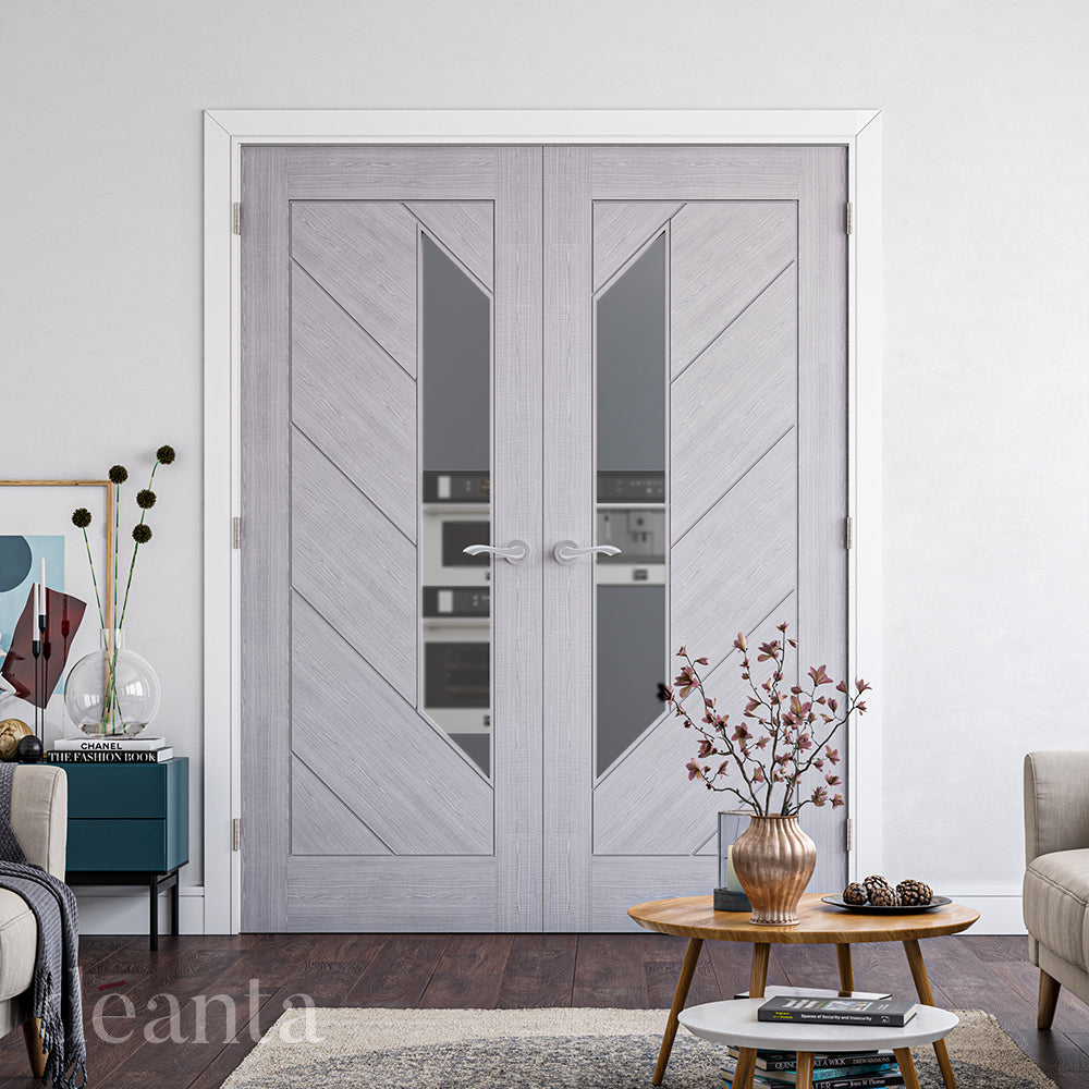 Deanta Torino Light Grey Ash Clear Glazed Doors