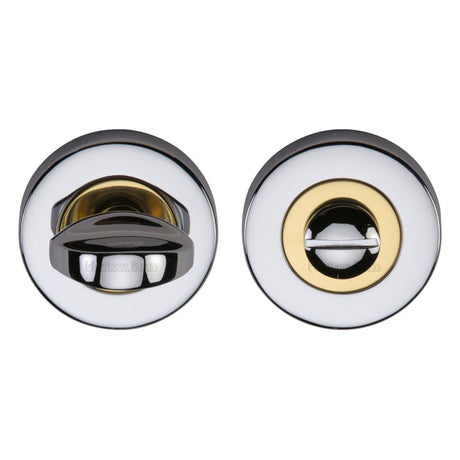 This is an image of a Heritage Brass - Thumbturn & Emergency Release Chrome & Brass Finish, v0678-cb that is available to order from T.H Wiggans Ironmongery in Kendal.