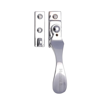 This is an image of a Heritage Brass - Casement Window Fastener Wedge Pattern Polished Chrome Finish, v1005-pc that is available to order from T.H Wiggans Ironmongery in Kendal.