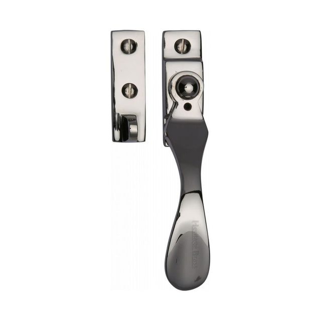 This is an image of a Heritage Brass - Casement Window Fastener Wedge Pattern Polished Nickel Finish, v1005-pnf that is available to order from T.H Wiggans Ironmongery in Kendal.