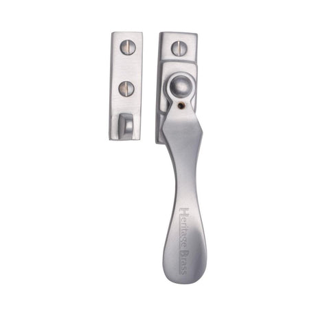 This is an image of a Heritage Brass - Casement Window Fastener Wedge Pattern Satin Chrome Finish, v1005-sc that is available to order from T.H Wiggans Ironmongery in Kendal.
