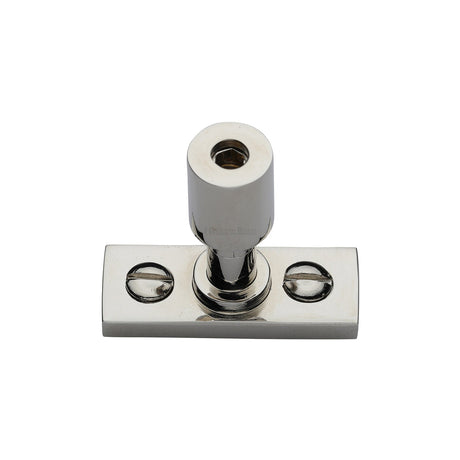 This is an image of a Heritage Brass - Casement Stay Locking Pin Polished Nickel Finish, v1007-pnf that is available to order from T.H Wiggans Ironmongery in Kendal.