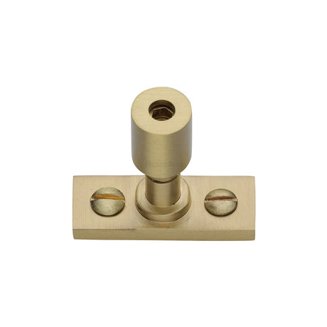 This is an image of a Heritage Brass - Casement Stay Locking Pin Satin Brass, v1007-sb that is available to order from T.H Wiggans Ironmongery in Kendal.