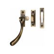 This is an image of a Heritage Brass - Casement Window Fastener Ball Design Antique Brass Finish, v1008-mp-hp-at that is available to order from T.H Wiggans Ironmongery in Kendal.