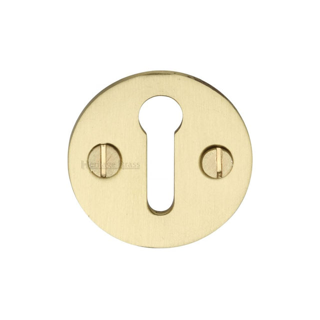 This is an image of a Heritage Brass - Keyhole Escutcheon Satin Brass Finish, v1010-sb that is available to order from T.H Wiggans Ironmongery in Kendal.