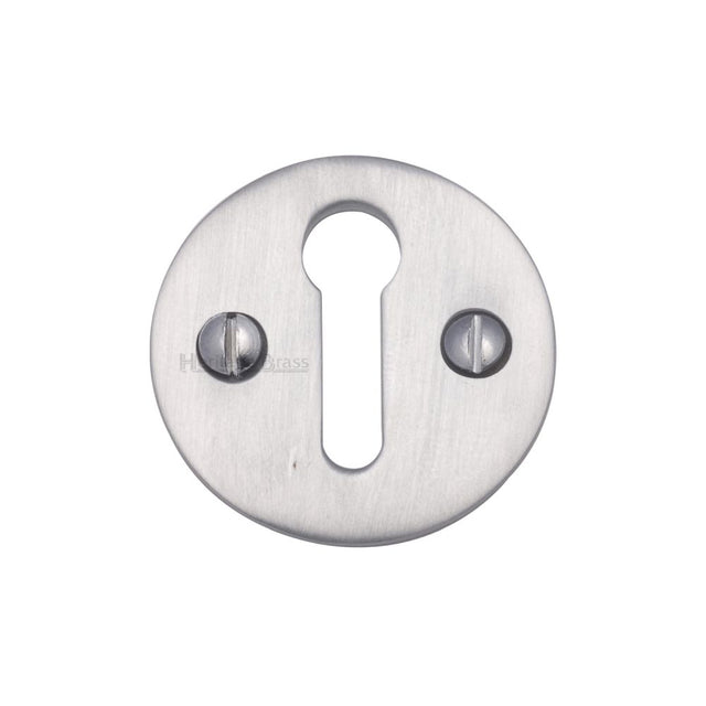 This is an image of a Heritage Brass - Keyhole Escutcheon Satin Chrome Finish, v1010-sc that is available to order from T.H Wiggans Ironmongery in Kendal.