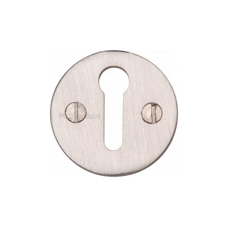 This is an image of a Heritage Brass - Keyhole Escutcheon Satin Nickel Finish, v1010-sn that is available to order from T.H Wiggans Ironmongery in Kendal.