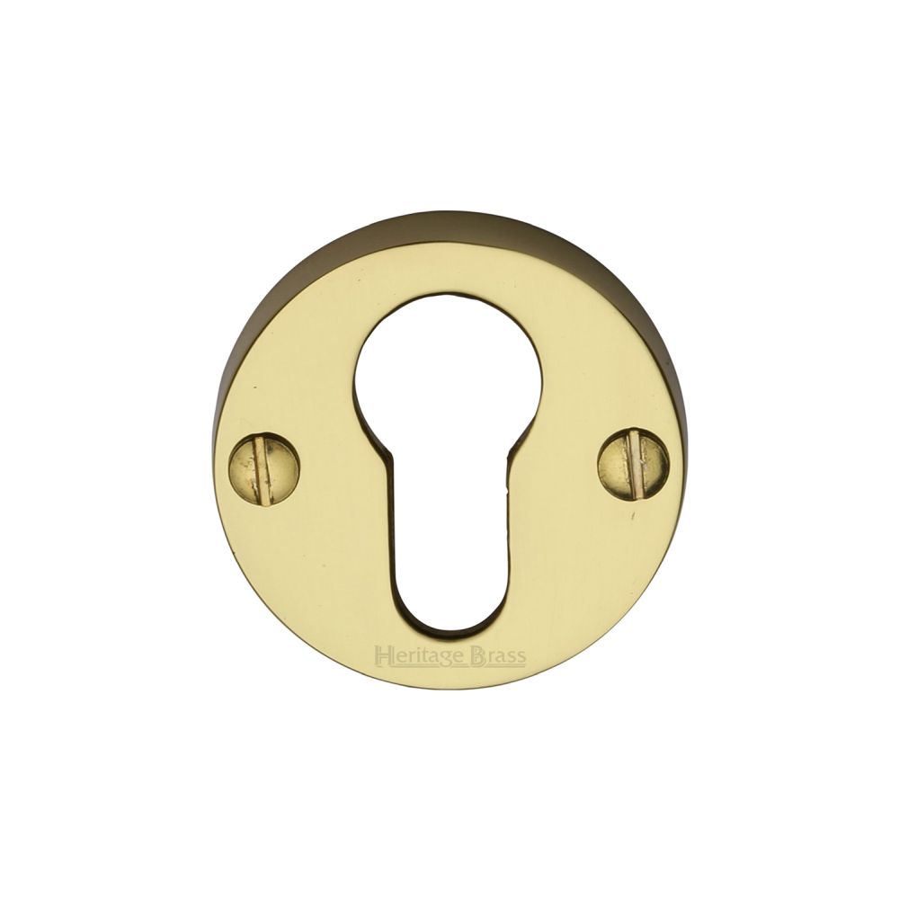 This is an image of a Heritage Brass - Euro Profile Cylinder Escutcheon Polished Brass Finish, v1012-pb that is available to order from T.H Wiggans Ironmongery in Kendal.