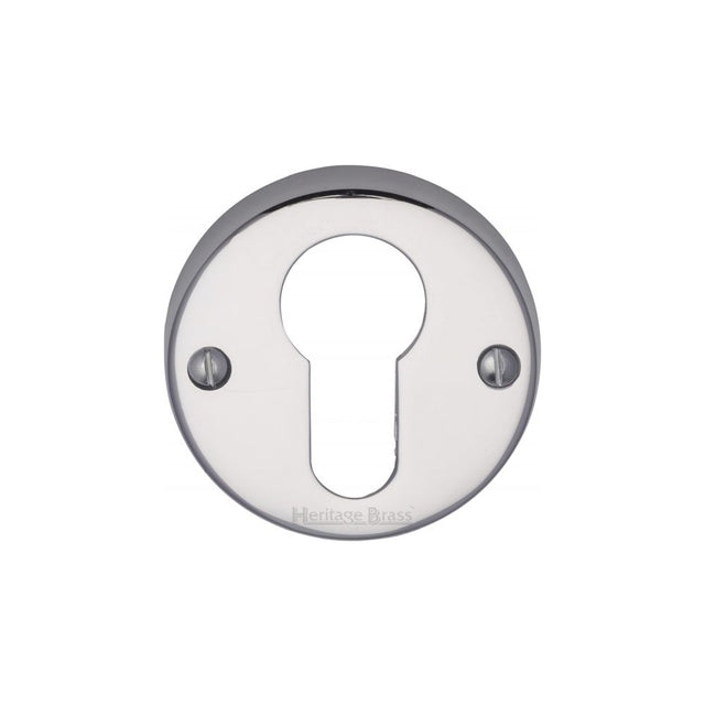 This is an image of a Heritage Brass - Euro Profile Cylinder Escutcheon Polished Chrome Finish, v1012-pc that is available to order from T.H Wiggans Ironmongery in Kendal.