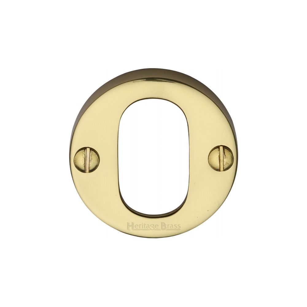 This is an image of a Heritage Brass - Oval Profile Cylinder Escutcheon Polished Brass Finish, v1013-pb that is available to order from T.H Wiggans Ironmongery in Kendal.