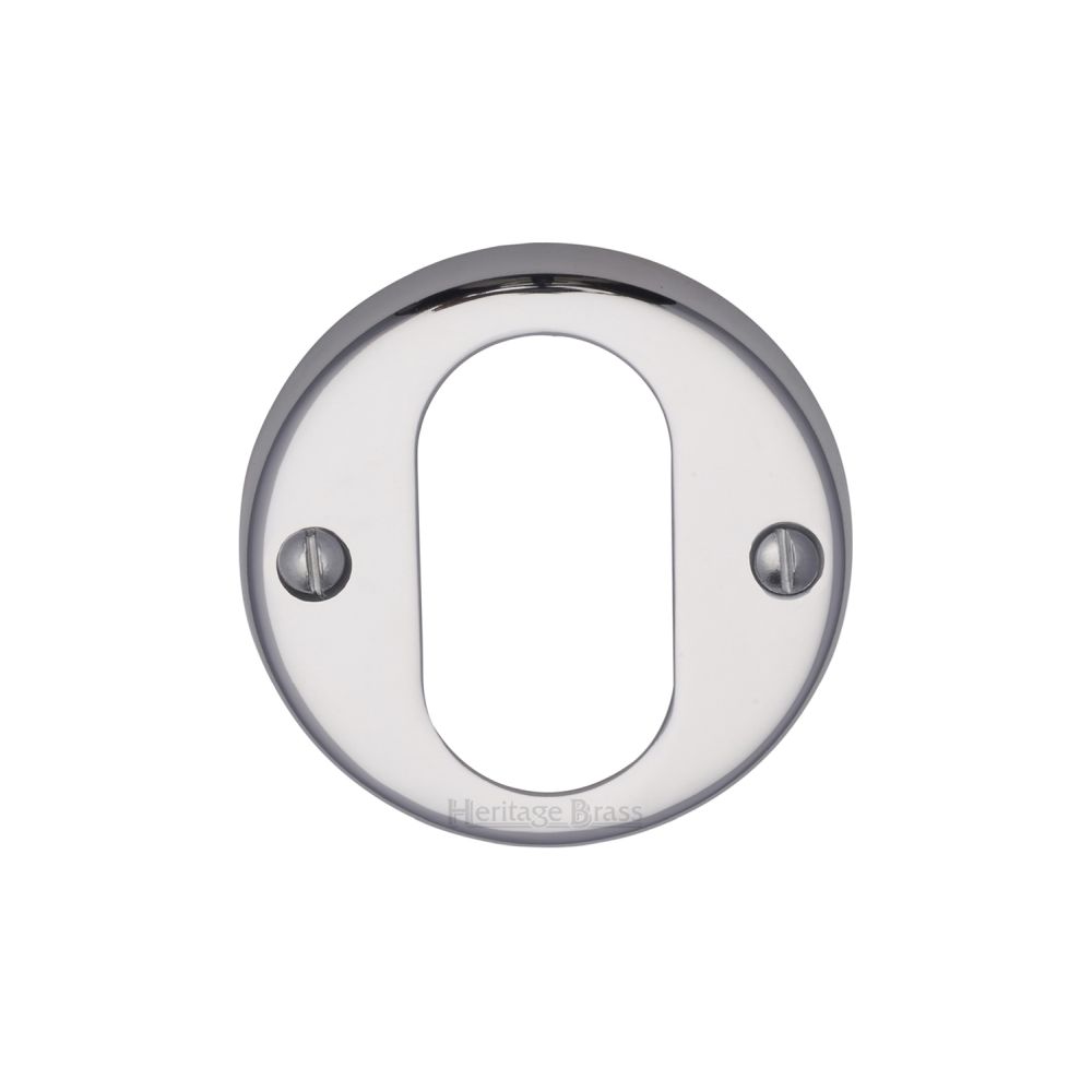 This is an image of a Heritage Brass - Oval Profile Cylinder Escutcheon Polished Chrome Finish, v1013-pc that is available to order from T.H Wiggans Ironmongery in Kendal.