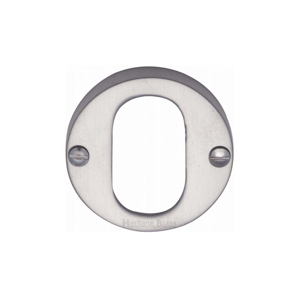 This is an image of a Heritage Brass - Oval Profile Cylinder Escutcheon Satin Chrome Finish, v1013-sc that is available to order from T.H Wiggans Ironmongery in Kendal.