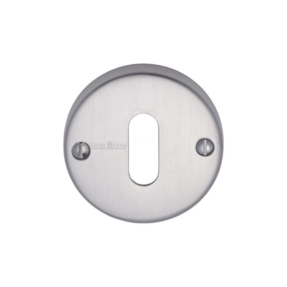 This is an image of a Heritage Brass - Keyhole Escutcheon Satin Chrome Finish, v1014-sc that is available to order from T.H Wiggans Ironmongery in Kendal.