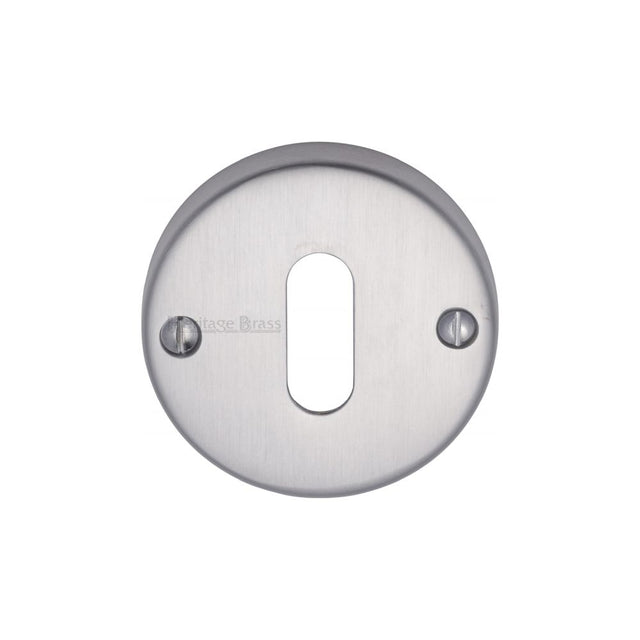 This is an image of a Heritage Brass - Keyhole Escutcheon Satin Chrome Finish, v1014-sc that is available to order from T.H Wiggans Ironmongery in Kendal.