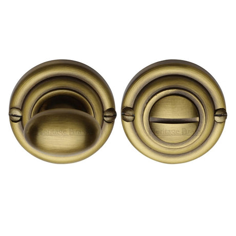 This is an image of a Heritage Brass - Thumbturn & Emergency Release Antique Brass Finish, v1015-at that is available to order from T.H Wiggans Ironmongery in Kendal.