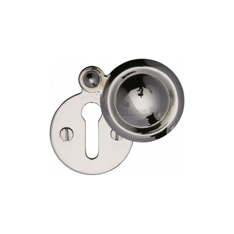 This is an image of a Heritage Brass - Covered Keyhole Round Polished Nickel Finish, v1020-pnf that is available to order from T.H Wiggans Ironmongery in Kendal.