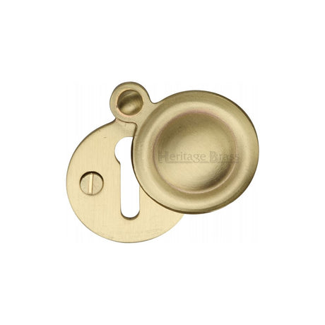 This is an image of a Heritage Brass - Covered Keyhole Round Satin Brass Finish, v1020-sb that is available to order from T.H Wiggans Ironmongery in Kendal.