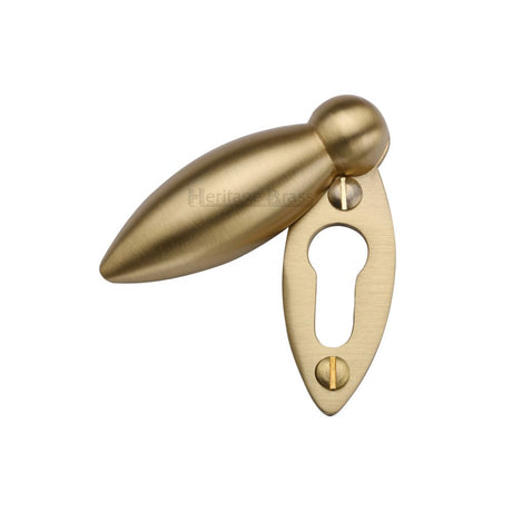 This is an image of a Heritage Brass - Covered Keyhole Oval Satin Brass Finish, v1022-sb that is available to order from T.H Wiggans Ironmongery in Kendal.