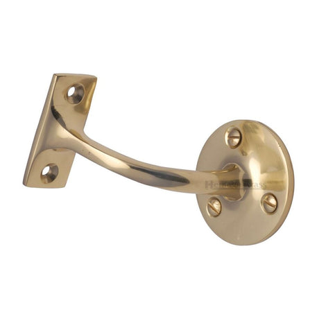 This is an image of a Heritage Brass - Handrail Bracket 2 1/2" Polished Brass Finish, v1030-64-pb that is available to order from T.H Wiggans Ironmongery in Kendal.