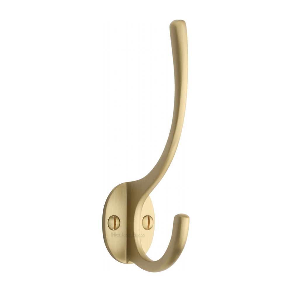 This is an image of a Heritage Brass - Hat & Coat Hook Satin Brass Finish, v1050-sb that is available to order from T.H Wiggans Ironmongery in Kendal.