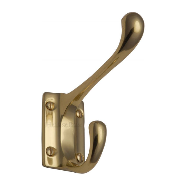 This is an image of a Heritage Brass - Hat & Coat Hook Polished Brass Finish, v1056-pb that is available to order from T.H Wiggans Ironmongery in Kendal.