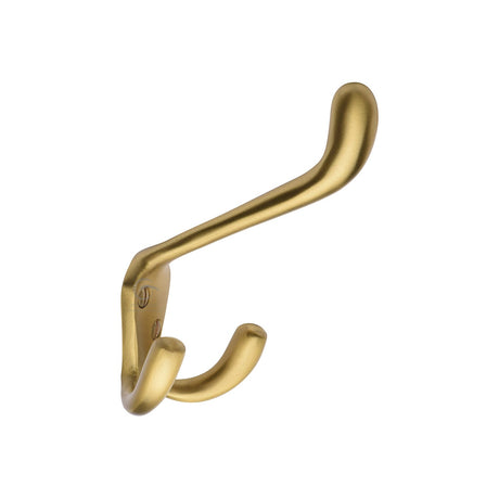 This is an image of a Heritage Brass - Hat and Coat Hook Satin Brass Finish, v1058-sb that is available to order from T.H Wiggans Ironmongery in Kendal.