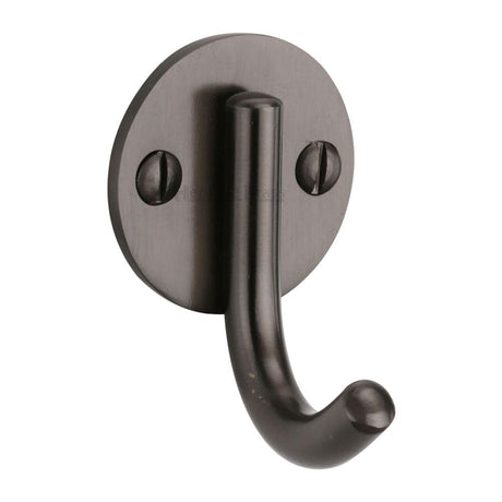 This is an image of a Heritage Brass - Single Robe Hook Matt Bronze Finish, v1064-mb that is available to order from T.H Wiggans Ironmongery in Kendal.