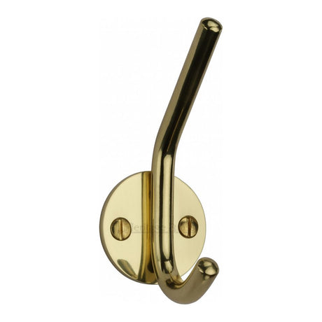 This is an image of a Heritage Brass - Hat & Coat Hook Polished Brass Finish, v1065-pb that is available to order from T.H Wiggans Ironmongery in Kendal.