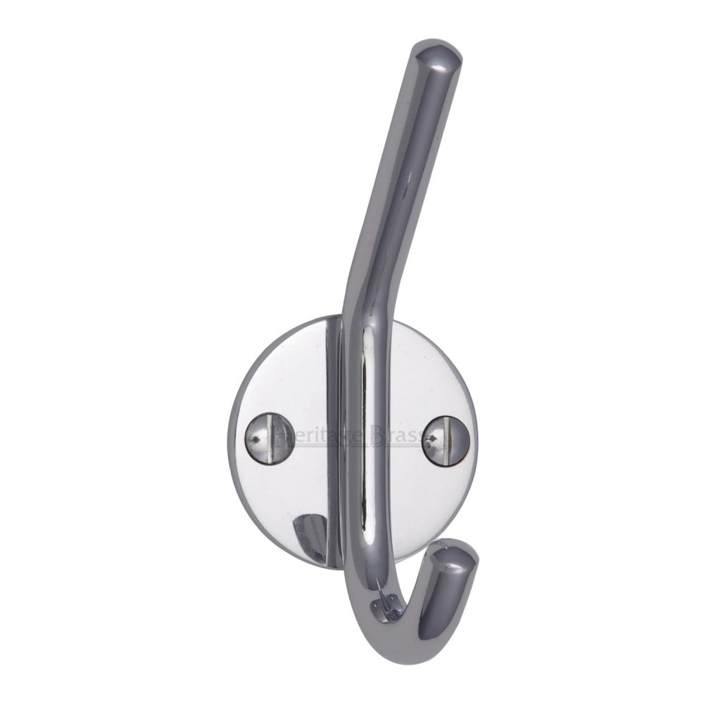 This is an image of a Heritage Brass - Hat & Coat Hook Polished Chrome Finish, v1065-pc that is available to order from T.H Wiggans Ironmongery in Kendal.