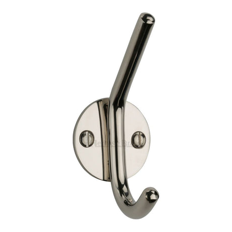 This is an image of a Heritage Brass - Hat & Coat Hook Polished Nickel Finish, v1065-pnf that is available to order from T.H Wiggans Ironmongery in Kendal.