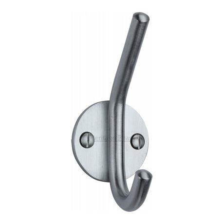 This is an image of a Heritage Brass - Hat & Coat Hook Satin Chrome Finish, v1065-sc that is available to order from T.H Wiggans Ironmongery in Kendal.