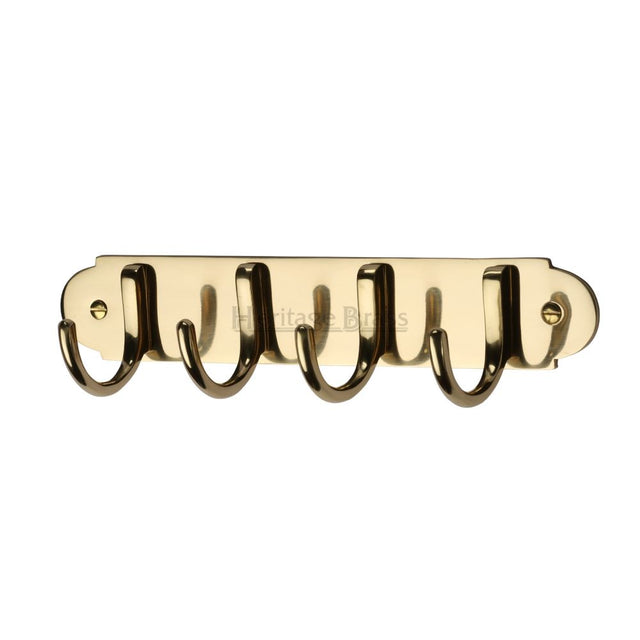 This is an image of a Heritage Brass - Coat Hooks on Plate Polished Brass Finish, v1079-pb that is available to order from T.H Wiggans Ironmongery in Kendal.