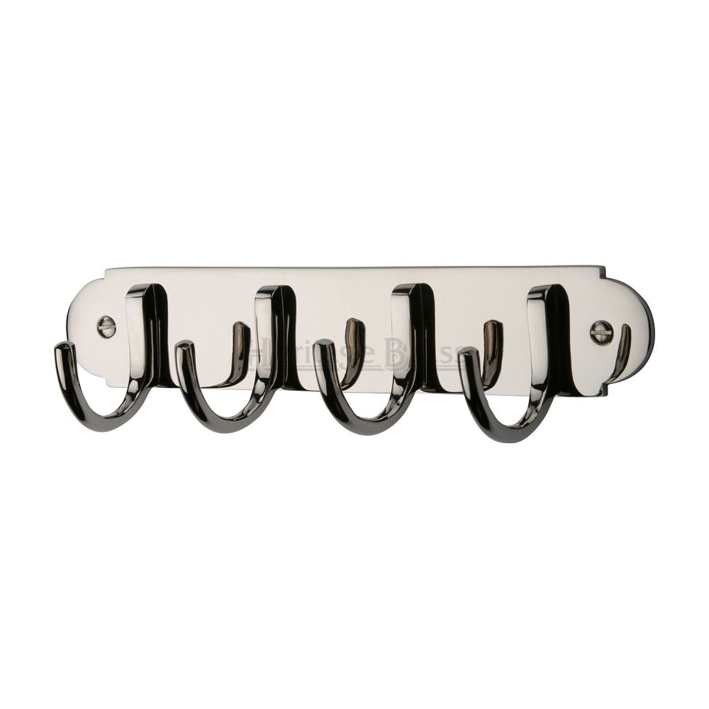 This is an image of a Heritage Brass - Coat Hooks on Plate Polished Nickel Finish, v1079-pnf that is available to order from T.H Wiggans Ironmongery in Kendal.